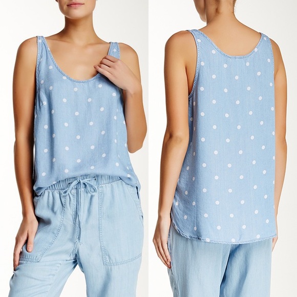 Summery polka dot chambray tank - Picture 1 of 5
